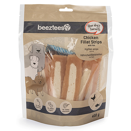 Beeztees Kipfilet Strips met Vis 400 gr